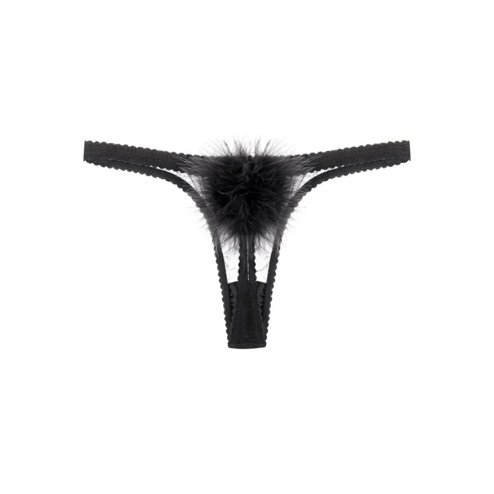 GILDA & PEARL DIANA SILK AND MARABOU FEATHER POMPOM PANTY (S)